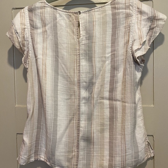 Calvin Klein Muted neutral stripped cotton top - Picture 3 of 4